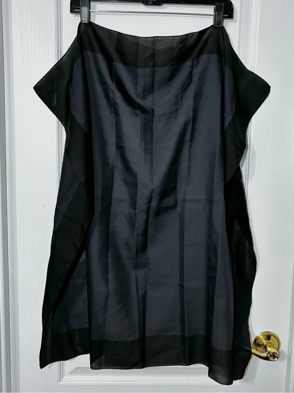 Vintage Italy Made Black Border Navy Scarf 31” Square